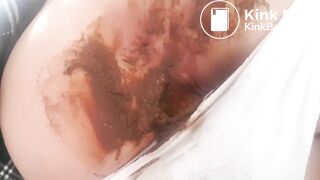 Big white panty poop under skirt