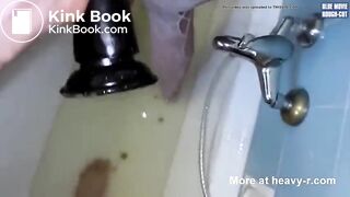 Scat sub and anal slut worships cock and eats shit