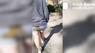 Girl poops shorts in public park