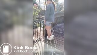 Girl poops shorts in public park