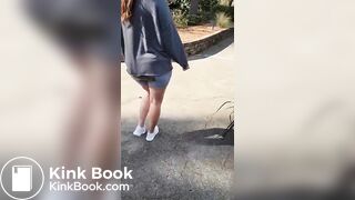 Girl poops shorts in public park