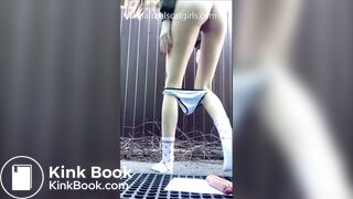 Girl takes a shit in public and fucks her ass with a dildo