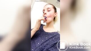 Gorgeous girl cleans plug