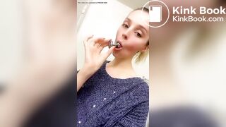 Gorgeous girl cleans plug