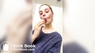 Gorgeous girl cleans plug