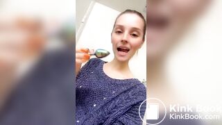 Gorgeous girl cleans plug