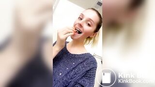 Gorgeous girl cleans plug