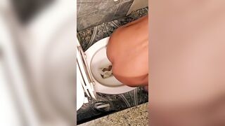 Girl takes a big shit on toilet - video 7