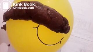 Girl shitting on balloon