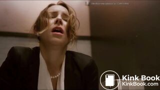 Woman has diarrhea in stall with broken door scene