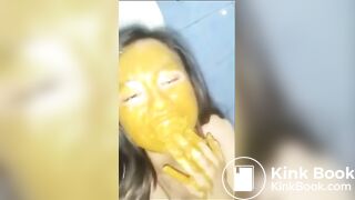 Very sick Thai girl eating her own poop