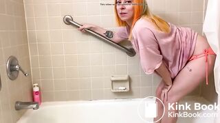 cute pervert girl smearing shit in the bathtub