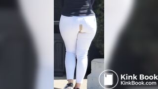 She poops her white jeans