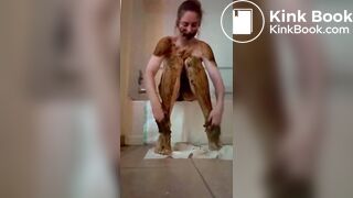 dirty teen smears herself and eats her shit