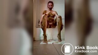 dirty teen smears herself and eats her shit