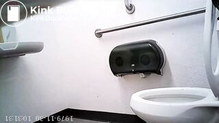 Ebony girl pooping on public toilet
