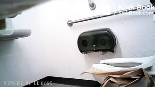 Ebony girl pooping on public toilet