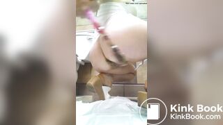 naughty milf put toothbrush up her ass & drops hot pile