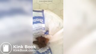 shits in the trash can