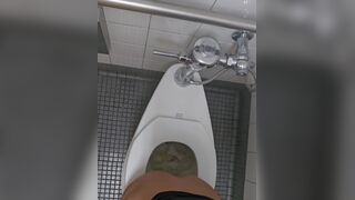Girl pooping and farting on public toilet - video 2