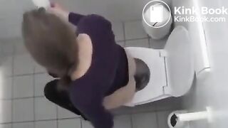 Girls pooping on public toilet compilation - video 2