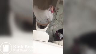 Girls pooping on public toilet compilation - video 2