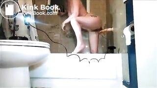 Milf fucks full ass in the shower