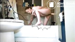 Milf fucks full ass in the shower