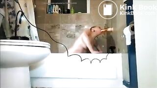 Milf fucks full ass in the shower