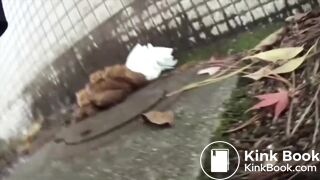 Beautiful Japanese girl poop so much outside