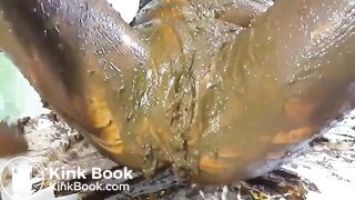 Stuffing pussy with scat