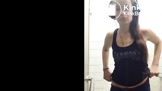 Sexy girl pooping on public toilet - video 3