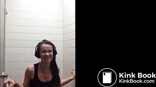 Sexy girl pooping on public toilet - video 3