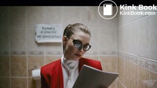 Female Politician takes a shit whilst reading scene