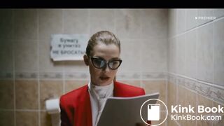 Female Politician takes a shit whilst reading scene