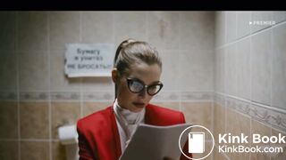 Female Politician takes a shit whilst reading scene