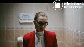 Female Politician takes a shit whilst reading scene