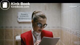 Female Politician takes a shit whilst reading scene