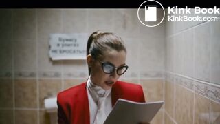 Female Politician takes a shit whilst reading scene