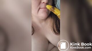 teen sucks her shitty dildo