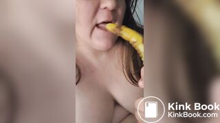 teen sucks her shitty dildo