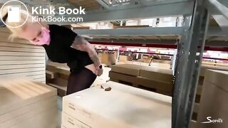 Warehouse fun with tattooed babe