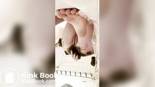 redhead shits fat turd on her dildo