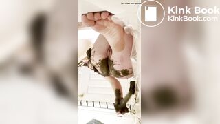 redhead shits fat turd on her dildo