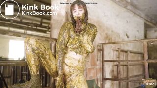 Farmer's Wife in the calf shed - masturbating in dung