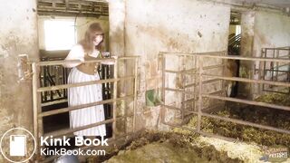 Farmer's Wife in the calf shed - masturbating in dung