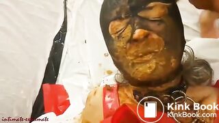 Scat session in red dress