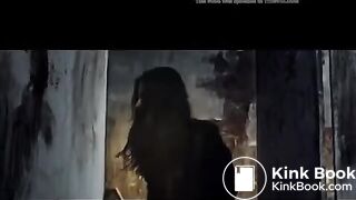 Asian girl has diarrhea on dirty public toilet