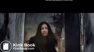 Asian girl has diarrhea on dirty public toilet