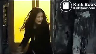 Asian girl has diarrhea on dirty public toilet